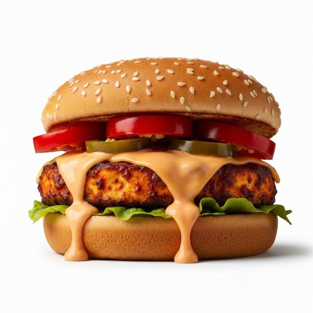 Spicy Tandoori Paneer Cheese Burger